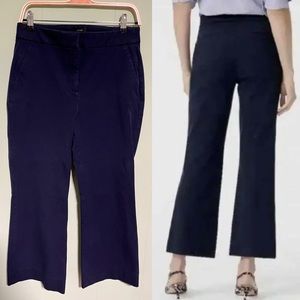 J CREW Hayden Kickout Flare Crop Stretchy Pant Slacks Navy - size 10 Tall